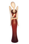Sternkopf-Engel aus Amaranth, stehend, mit Kerzenhalter